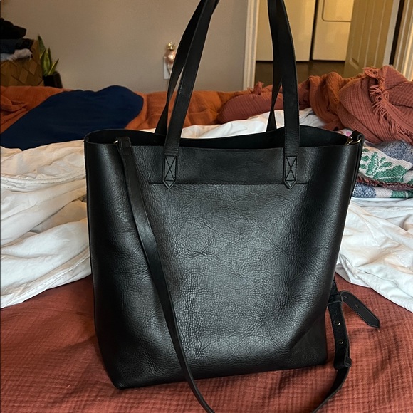 Madewell medium transport Black Leather Tote Bag - Picture 2 of 8
